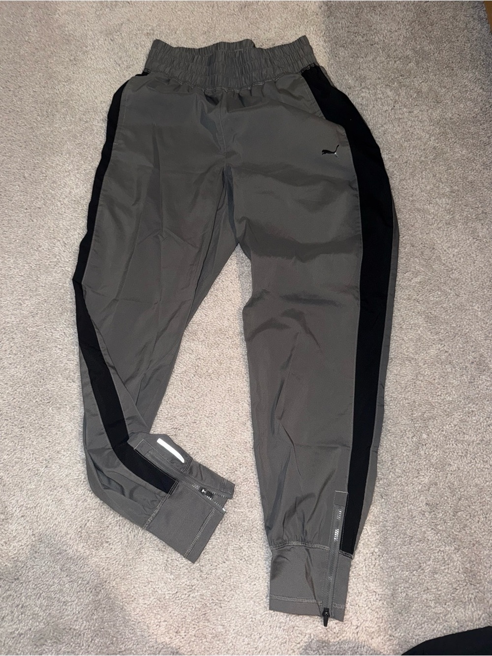 Puma Gray Track Pants with Black Side Panels